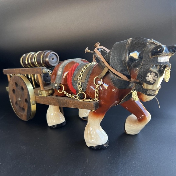 Other - Ceramic Clydesdale Horse Pulling Barrel Cart Figurine
